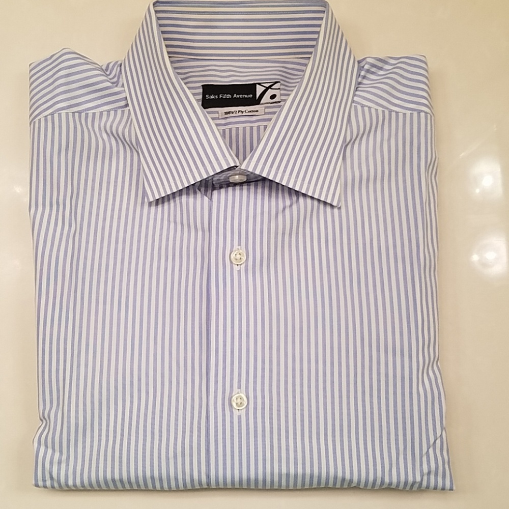 Saks Fifth Avenue Light Blue & White Stripe Shirt